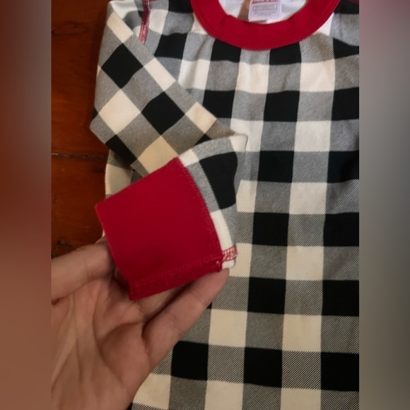 Hanna Anderson black white plaid long sleeve top toddler size 5 - Picture 5 of 5